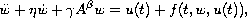 $$
 \ddot{w}+ \eta \dot{w} + \gamma A^{\beta} w  =  u(t) + f(t,w,u(t)),
 $$