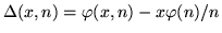 $Delta(x, n)=varphi(x, n)-xvarphi(n)/n$