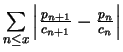 $ sumlimits_{nle x}leftvertfrac{p_{n+1}}{c_{n+1}}-frac{p_n}{c_n rightvert$