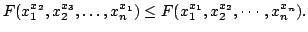 $displaystyle F(x_1^{x_2},x_2^{x_3},ldots,x_n^{x_1})leq F(x_1 {x_1},x_2^{x_2},cdots,x_n^{x_n}).$