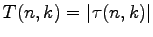 $ T(n,k)=\left\vert \tau (n,k)\right\vert $