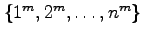 $ \{1^m,2^m,\ldots,n^m\}$