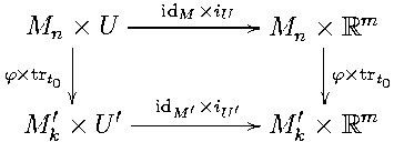 M × U  --idM×iU--// M  × ℝm
n |                 n  |
ϕ×trt0 |                    ϕ ×trt0
    |        idM ′×iU′
M′k×  U ′----------// M k′× ℝm  